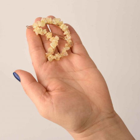 Cleme de par in forma de semiluna cu piatra naturala semipretioasa Ametist pentru un look chic si vibratii pozitive [3]