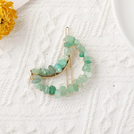 Cleme de par in forma de semiluna cu piatra naturala semipretioasa Ametist pentru un look chic si vibratii pozitive [3]