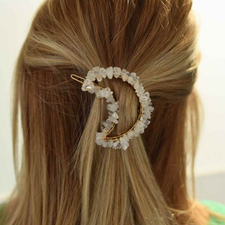 Alte cristale - Cleme de par in forma de semiluna cu piatra naturala semipretioasa Ametist pentru un look chic si vibratii pozitive