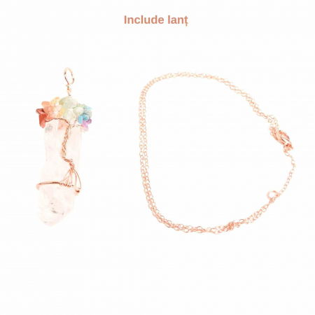 Colier 7 chakra cu Cristal de Stanca, infasurat intr-o sarma de cupru cu pietre semipretioase sparte, sub forma unui copac al vietii [2]