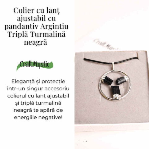Colier cu pandantiv rotund si 3 pietre naturale de turmalina – Protectie si Energie [2]