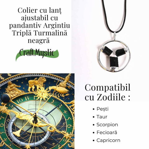 Colier cu pandantiv rotund si 3 pietre naturale de turmalina – Protectie si Energie [4]