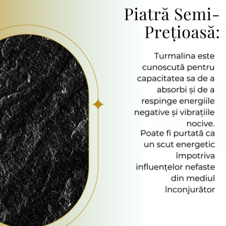 Colier Ajustabil cu Pandantiv din Turmalina neagra subtire 3-4 cm Argintiu [6]