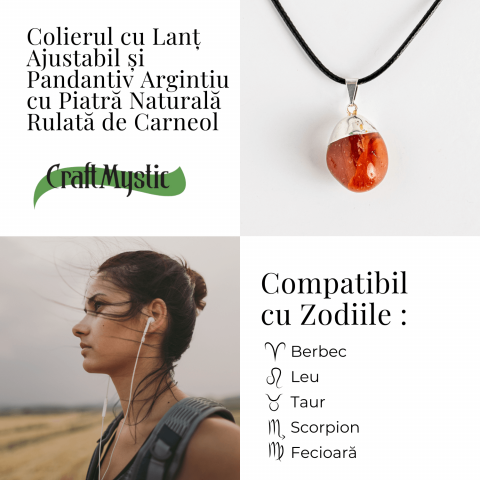 Colier cu Piatra Rulata de Carneol Natural – Energie, Creativitate si Motivare [4]