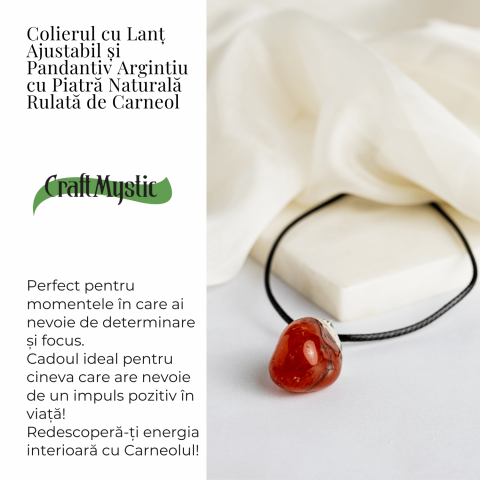 Colier cu Piatra Rulata de Carneol Natural – Energie, Creativitate si Motivare [2]