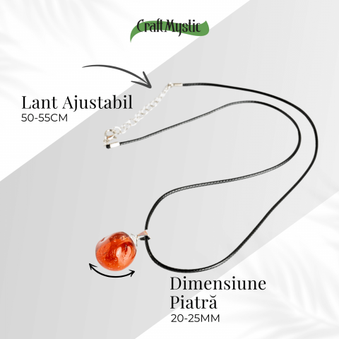 Colier cu Piatra Rulata de Carneol Natural – Energie, Creativitate si Motivare [3]