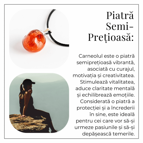 Colier cu Piatra Rulata de Carneol Natural – Energie, Creativitate si Motivare [5]