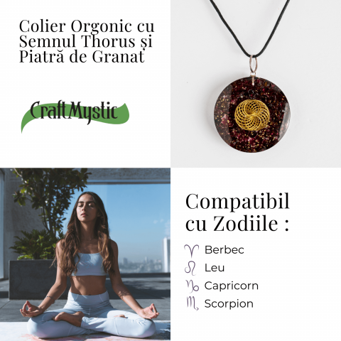 Colier ajustabil orgonic cu semnul Torus si granat pentru energie si echilibru [4]