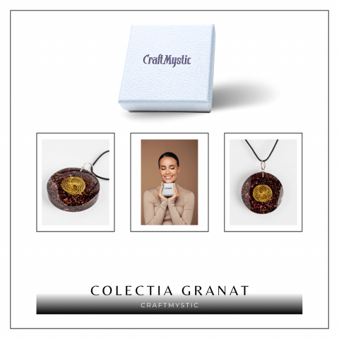 Colier ajustabil orgonic cu semnul Torus si granat pentru energie si echilibru [6]