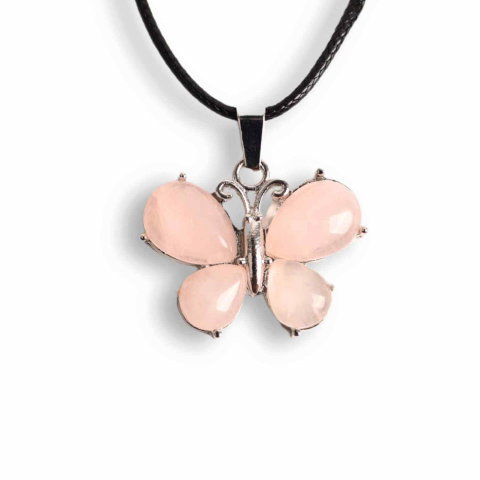 Dragoste si relatii - Colier ajustabil fluture cu ametist, ochi de tigru sau cuart roz – Protecție și Eleganță