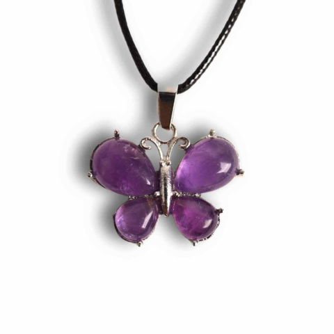 Dragoste si relatii - Colier ajustabil fluture cu ametist, ochi de tigru sau cuart roz – Protecție și Eleganță