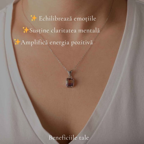 Colier Ametrine Dreptunghi din Argint 925 – Claritate Mentala si Echilibru Interior [2]