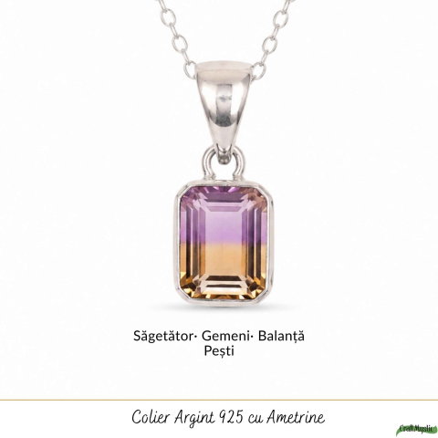 Colier Ametrine Dreptunghi din Argint 925 – Claritate Mentala si Echilibru Interior [4]