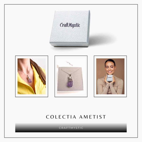 Colier argintiu cu varf de ametist brut – Calm si Eleganta Naturala [6]