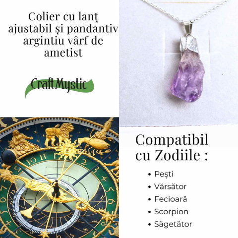 Colier argintiu cu varf de ametist brut – Calm si Eleganta Naturala [4]