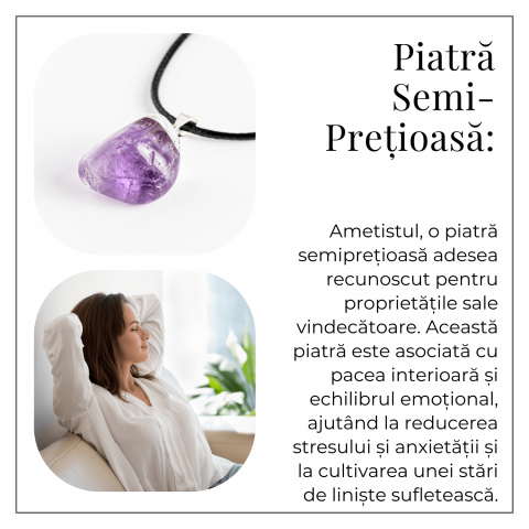 Colier cu Piatra Rulata de Ametist Natural – Calm si Protectie Spirituala [5]