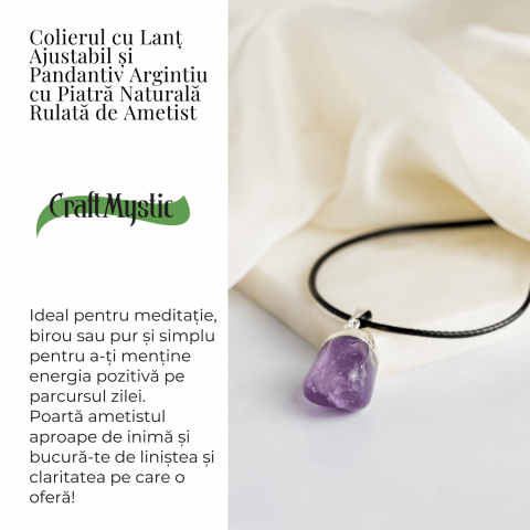 Colier cu Piatra Rulata de Ametist Natural – Calm si Protectie Spirituala [2]