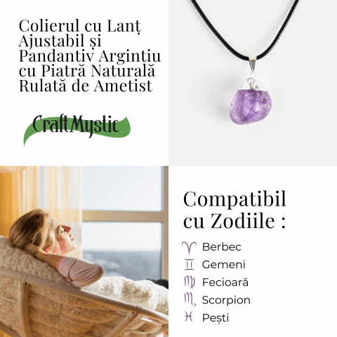 Colier cu Piatra Rulata de Ametist Natural – Calm si Protectie Spirituala [4]