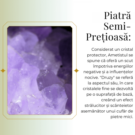 Colier ajustabil cu pandantiv Ametist brut neregulat, calm si claritate [7]