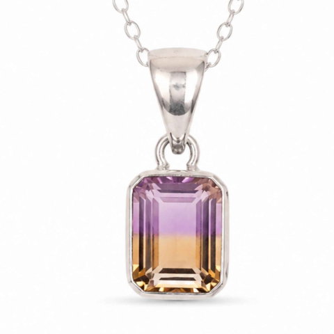 Claritate Mentala si Focus - Colier Ametrine Dreptunghi din Argint 925 – Claritate Mentala si Echilibru Interior