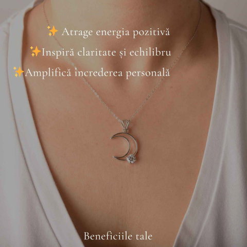 Colier Semiluna cu Moissanit din Argint 925 – Feminitate si Stralucire Mistica [2]