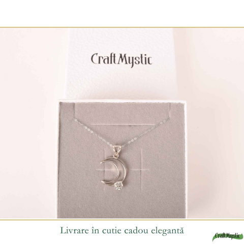 Colier Semiluna cu Moissanit din Argint 925 – Feminitate si Stralucire Mistica [5]