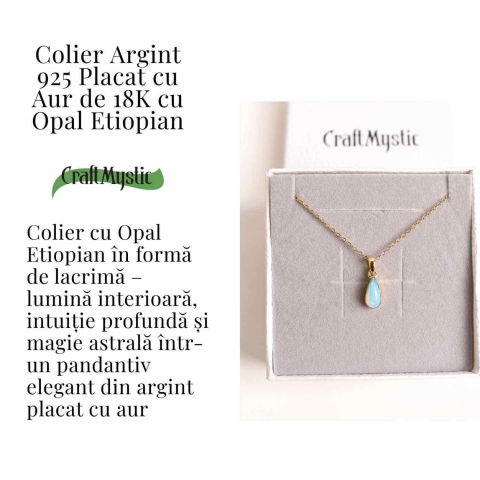 Colier Argint 925 Aur 18K cu Opal Etiopian Lacrima – Intuitie si Claritate [2]