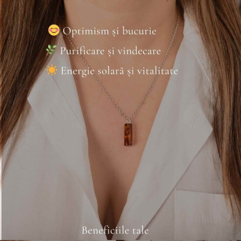 Colier argint 925 cilindru cu chihlimbar natural – Energie solara si claritate [2]