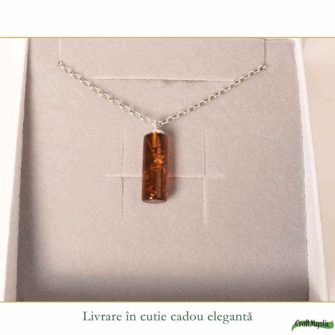 Colier argint 925 cilindru cu chihlimbar natural – Energie solara si claritate [5]