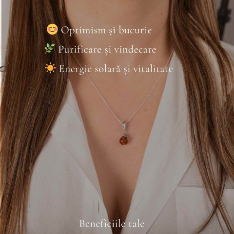 Colier argint 925 bobita cu chihlimbar natural – Vitalitate solara discreta [2]