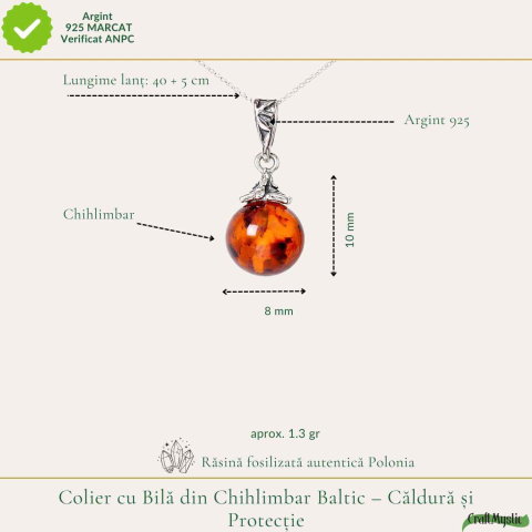 Colier argint 925 bobita cu chihlimbar natural – Vitalitate solara discreta [3]