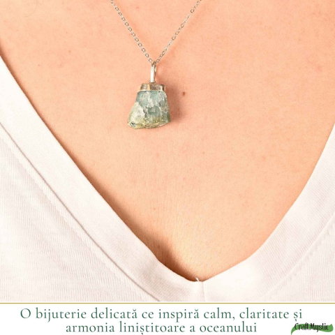 Colier Argint 925 cu Acvamarin Brut Natural – Claritate si Calm Interior [1]