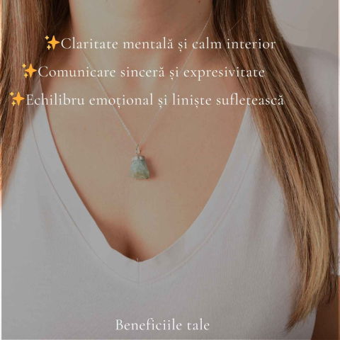 Colier Argint 925 cu Acvamarin Brut Natural – Claritate si Calm Interior [2]