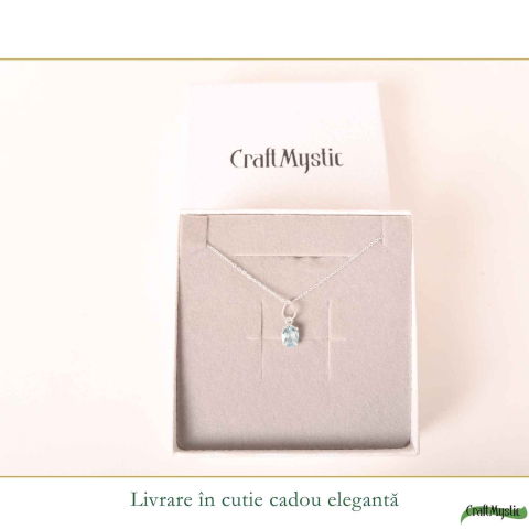 Colier Argint 925 cu Acvamarin Oval Fatetat – Claritate si Calm Interior [5]