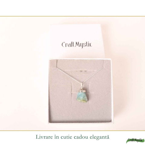 Colier Argint 925 cu Acvamarin Brut Natural – Claritate si Calm Interior [5]