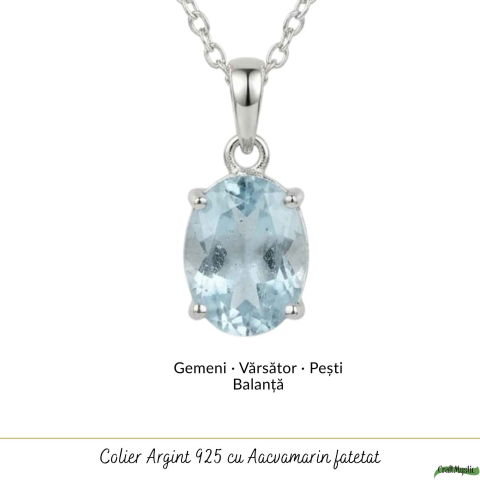 Colier Argint 925 cu Acvamarin Oval Fatetat – Claritate si Calm Interior [4]