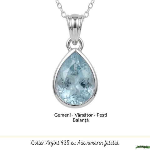 Colier Argint 925 cu Acvamarin Lacrima Fatetat – Claritate si Calm Interior [4]