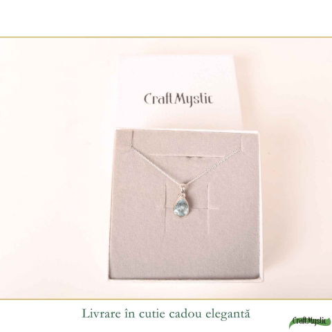 Colier Argint 925 cu Acvamarin Lacrima Fatetat – Claritate si Calm Interior [5]