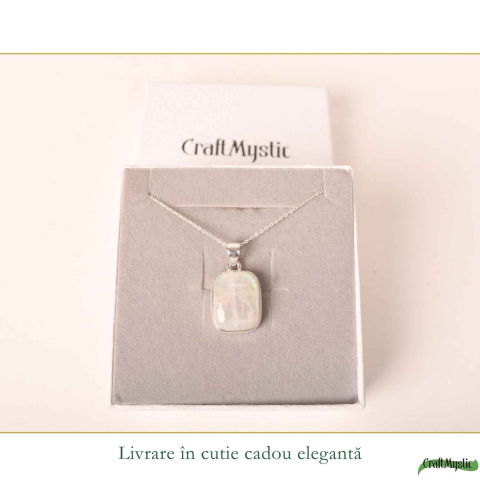 Colier Argint 925 cu Piatra Lunii Dreptunghi – Intuitie si Echilibru Emotional [5]