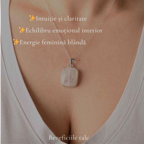 Colier Argint 925 cu Piatra Lunii Dreptunghi – Intuitie si Echilibru Emotional [2]