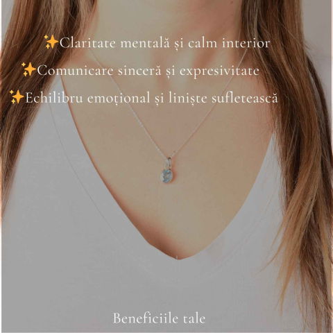 Colier Argint 925 cu Acvamarin Oval Fatetat – Claritate si Calm Interior [2]