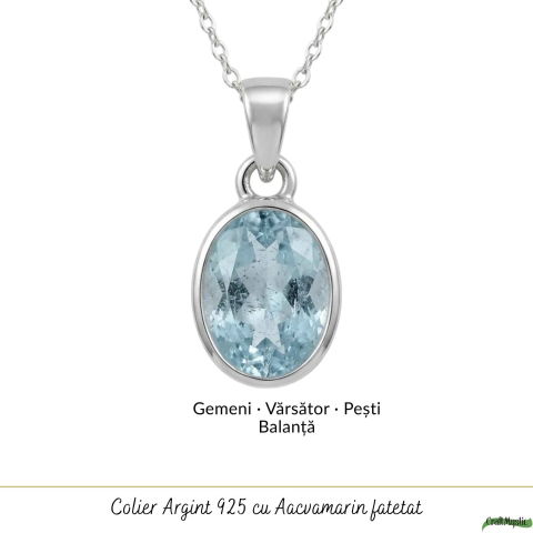 Colier Argint 925 cu Acvamarin Oval Fatetat – Claritate si Calm Interior [4]