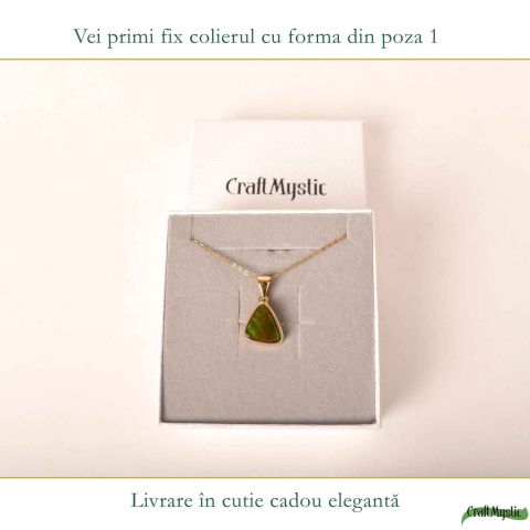 Colier Argint 925 Placat Aur 18K cu Amolit Natural Lacrima – Prosperitate si Energie Pozitiva [5]