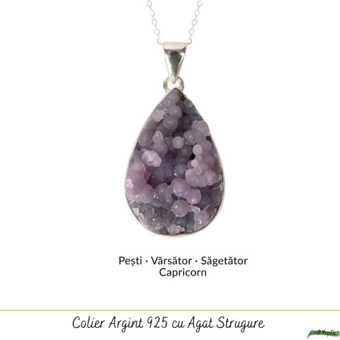 Colier Argint 925 cu Agat Strugure Natural Lacrima – Calm, Intuitie si Echilibru [4]