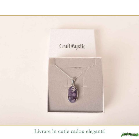 Colier Argint 925 cu Agat Strugure Natural Oval – Calm, Intuiție si Echilibru [5]