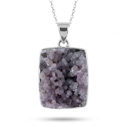 Agat Strugure - Colier Argint 925 cu Agat Strugure Natural Patrat – Energie de Calm si Echilibru