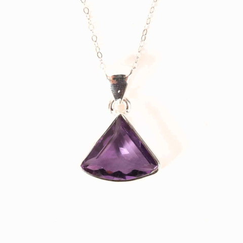 Colier Argint 925 cu Ametist Fatetat Triunghi – Protectie, Claritate si Echilibru Spiritual [5]