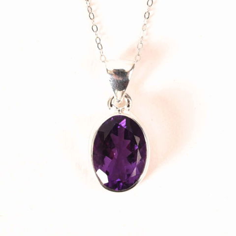 Colier Argint 925 cu Ametist Fatetat Oval – Claritate, Echilibru si Protectie Energetica [5]
