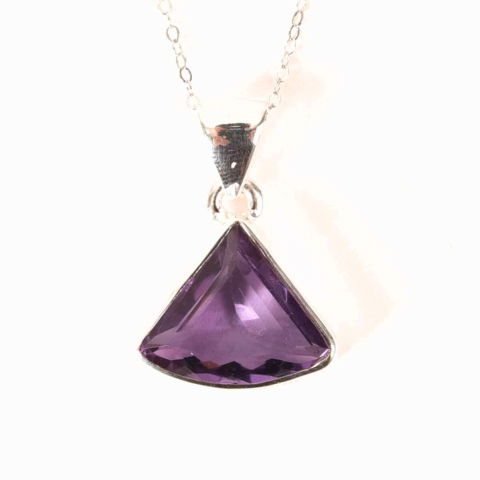 Ametist - Colier Argint 925 cu Ametist Fatetat Triunghi – Protectie, Claritate si Echilibru Spiritual