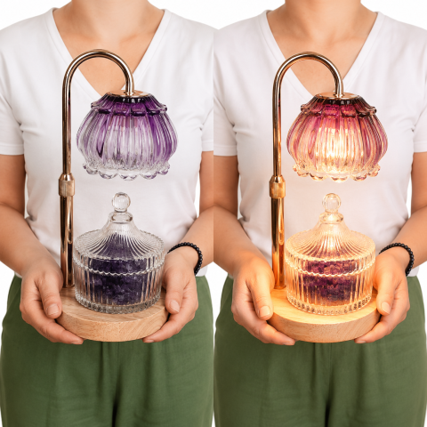 Lampa Floare cu Ametist Brut Natural – Aromaterapie, Relaxare și Energie Armonioasa [2]